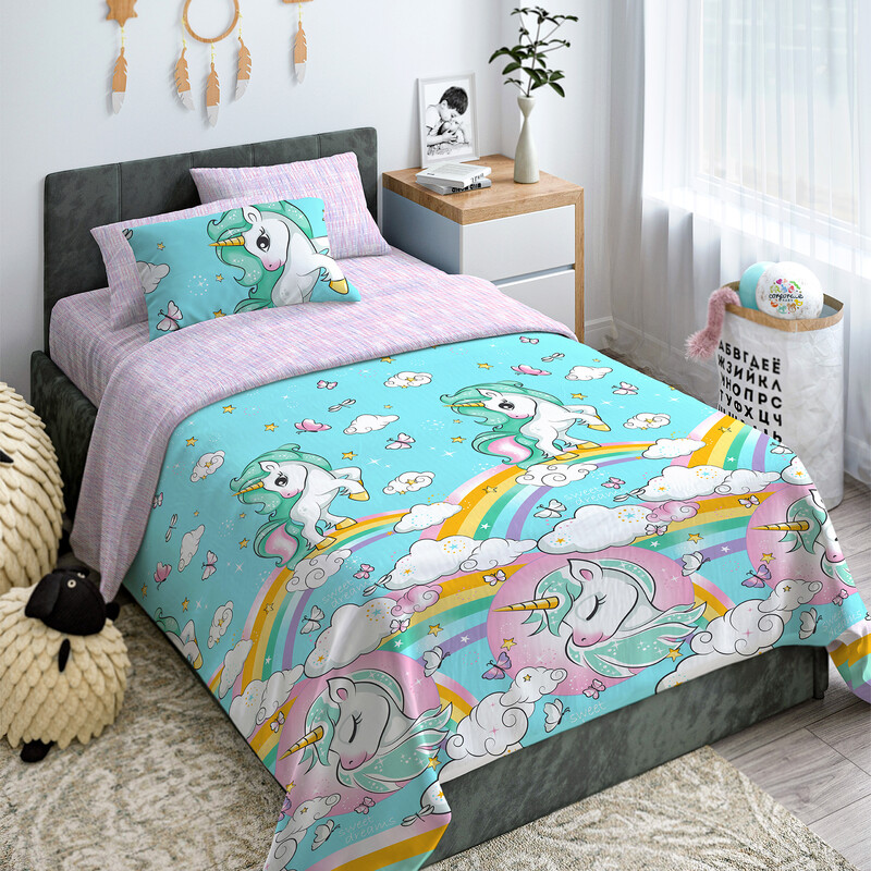 Комплект постельного белья "Волшебная Ночь" Junior 1,5СП Rainbow unicorn