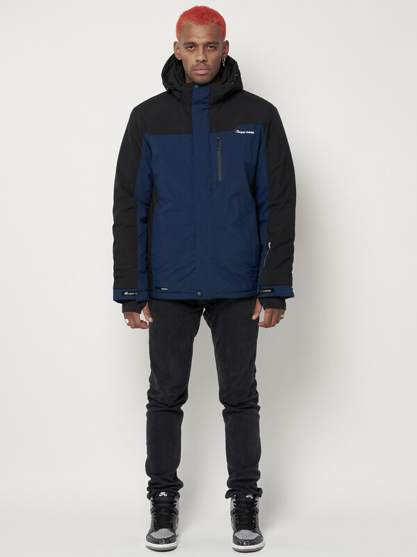 Горнолыжная куртка мужская big size темно-синего цвета 88816TS